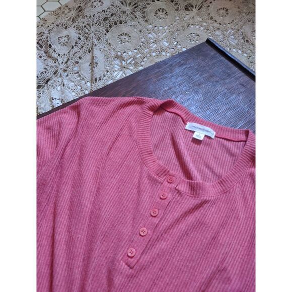 NEW Treasure & Bond Front Tie Coral Ribbed Henley Sweater Small S - Picture 7 of 9